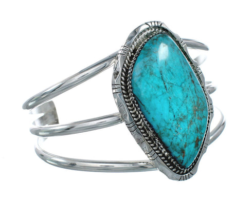 Genuine Kingman Turquoise Sterling Silver Navajo Cuff Bracelet X10708